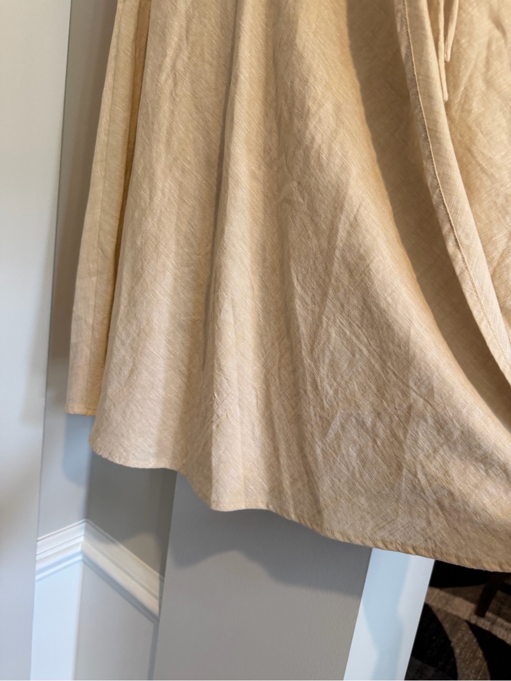 Haven Well Within Linen Wrap Midi Skirt Organic Cotton Oatmeal Cream Like New - Picture 7 of 8